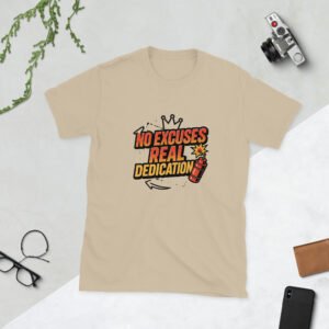 NO EXCUSES Gym Tee – REAL DEDICATION Workout Shirt