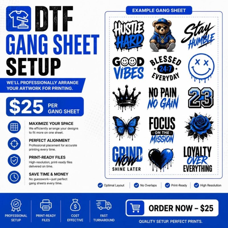 DTF Gang Sheet Setup Service | Hotpressink