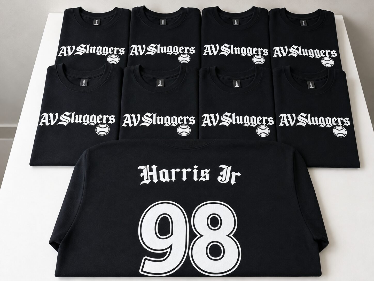 AV Sluggers custom team shirts completed by Hotpressink